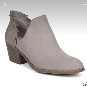 Gray ruffle ankle booties